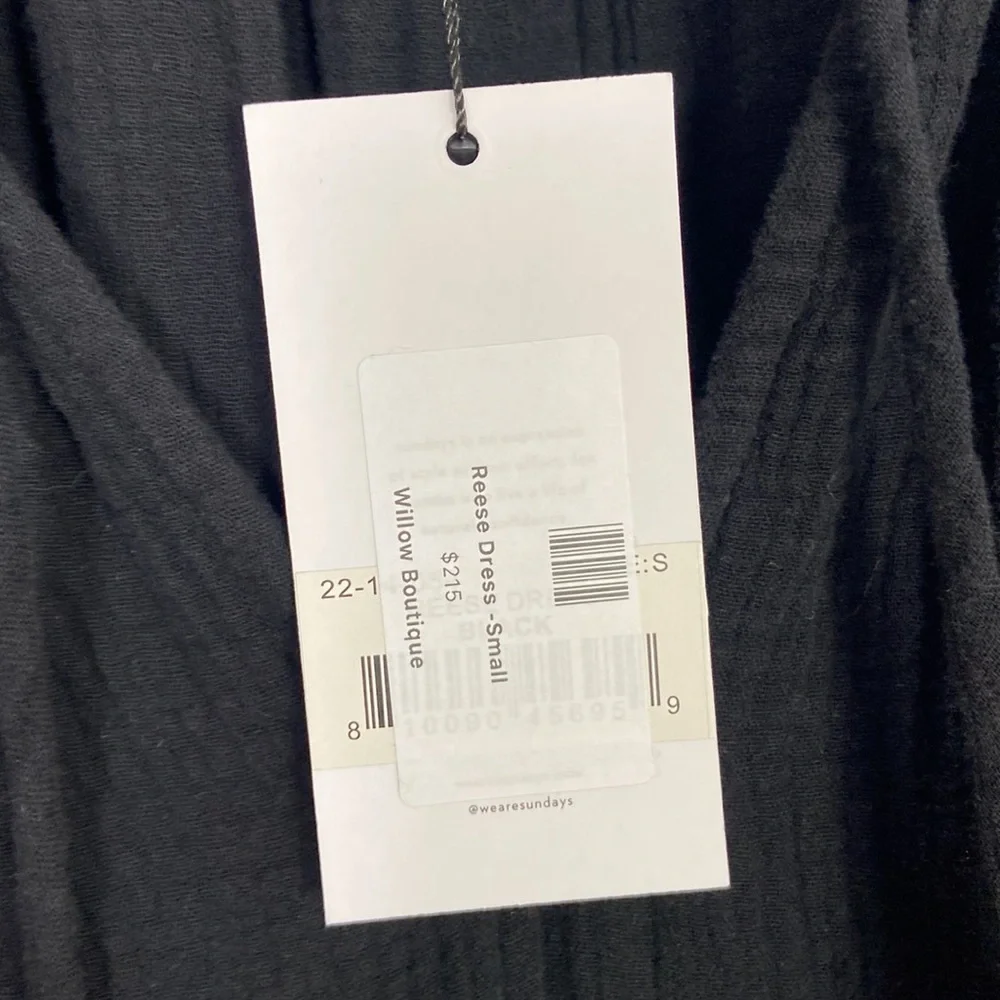 NWT Sundays Reese Dress Women's S Gauze Split Neck Cinched Waist Summer Coastal - Picture 8 of 12